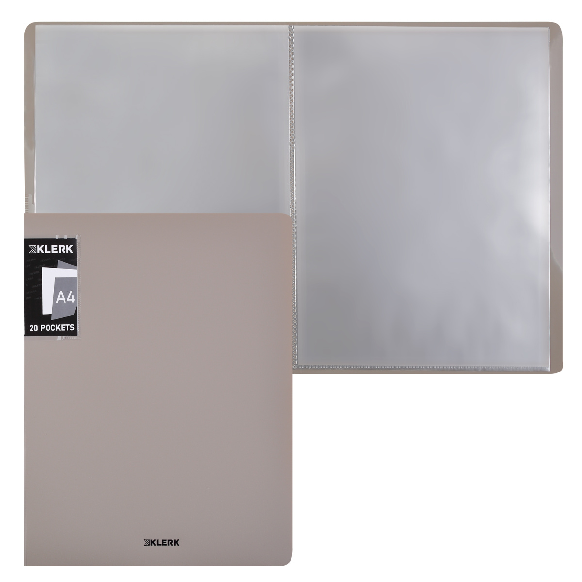 Папка с 20 вкладышами KLERK Nude, 16мм, 500мкм, пластик, пыльно-бежевая, 241345