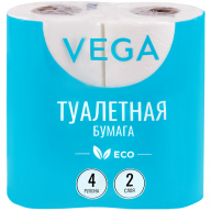 Т/б Vega 2-сл 4 рул в упак. эко, 15м, тиснение, белая 1/14 315616