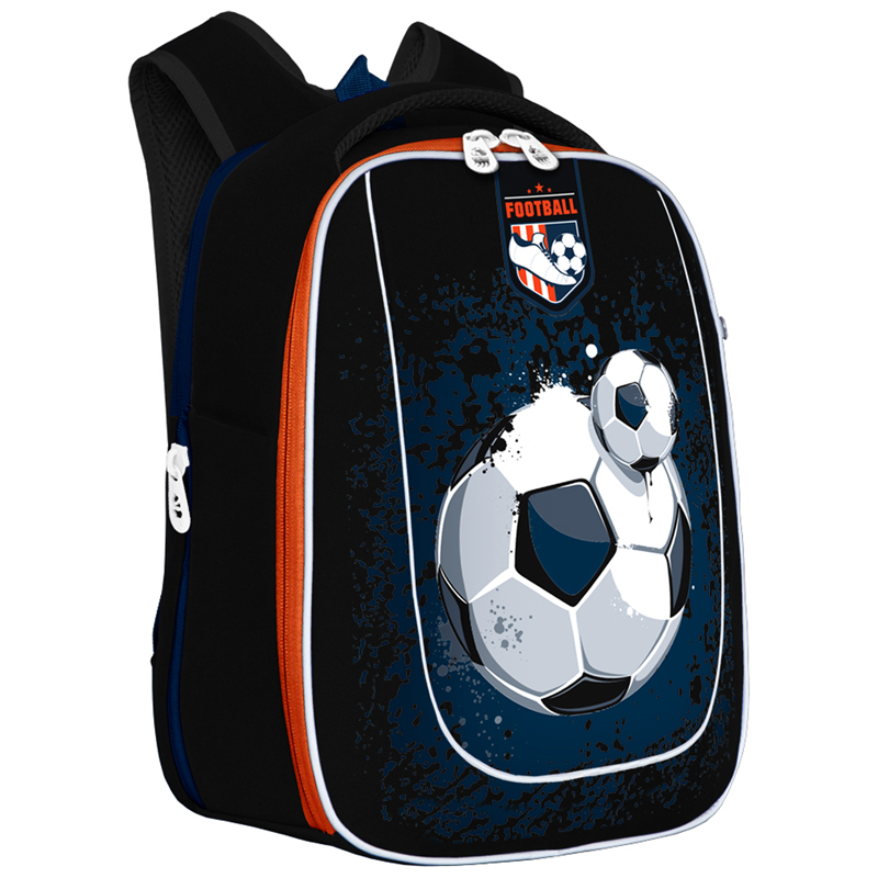 Ранец Grizzly 29*36*18см, 2 отделения, 2 кармана, анатомическая спинка, черный, 312421