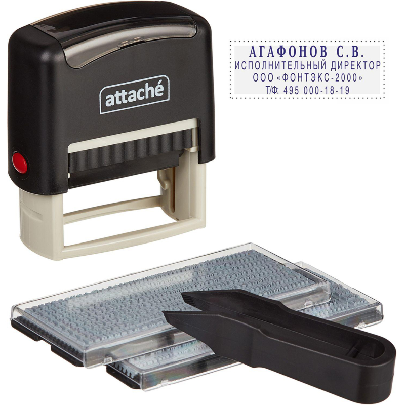 Штамп самонаборный 4 стр. 1 касса Attache пластик 88*18мм, 1348207
