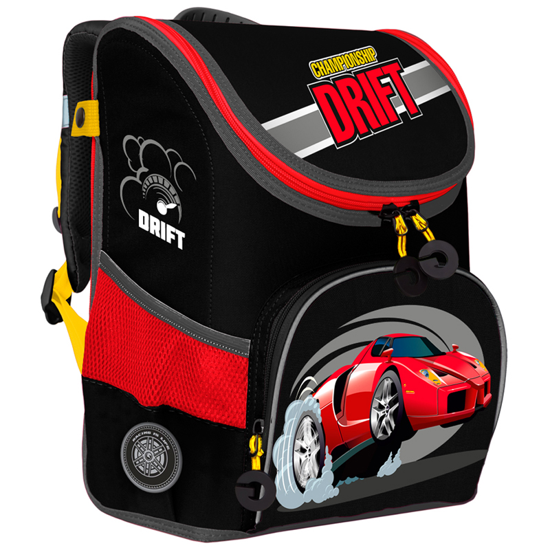 Ранец Grizzly 26*36*16см, 1 отделениe, 3 кармана, укрепленная спинка, черный, 312397