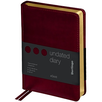 Ежедневник недатир A6 Berlingo "xGold" 160л кожзам, бордовый, 276432
