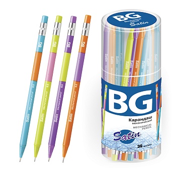 Карандаш механический BG "Satin" 0,5мм, HB, ассорти, 327615