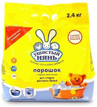 СМС Ушастый нянь 2,4кг стир. порошок для машинной и ручной стирки, 01013, 1/6, 207695