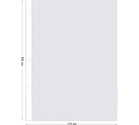 Папка-вкладыш с перфорацией OfficeSpace А4 40мкм матовая 100шт, 226924, Россия