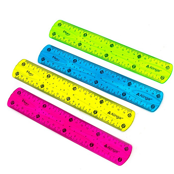 Линейка 20см пластик Alingar, гибкая, ассорти, AL6106, 67042