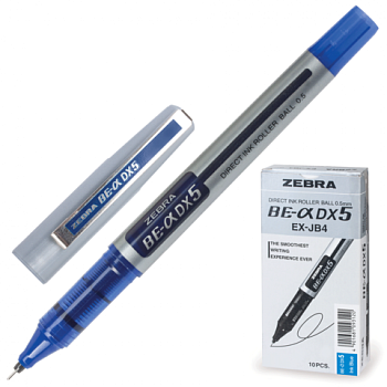 Ручка роллер ZEBRA "Zeb-Roller DX5" 0,5мм синяя, корпус серебристый, 141484