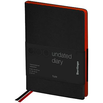 Ежедневник недатир B6 Berlingo "Fuze" 136л кожзам,  черный, 276456