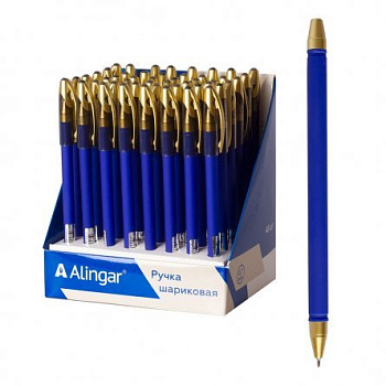 Ручка шариковая Alingar 0,7мм, синяя, масляная, soft-touch, 1/48, AL6514, 66853