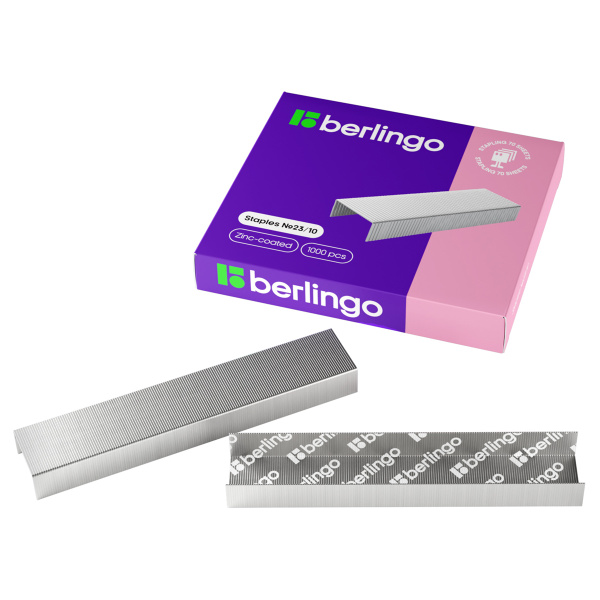 Скобы д/степлера №23/10 Berlingo оцинкованные, 1000 шт, DSk_23100, 1/20, 138284