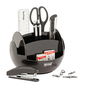 Подставка-органайзер (КАНЦ. НАБОР) Berlingo "FR", 9 предметов, вращающийся, черный MOn_09061 197101