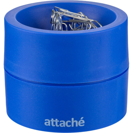 Скрепочница магнитная Attache круглая, синяя, 809695