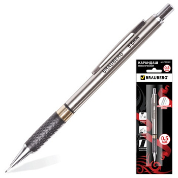 Карандаш механический BRAUBERG "Black Jack", металлический корпус, 0,5 мм, 180463