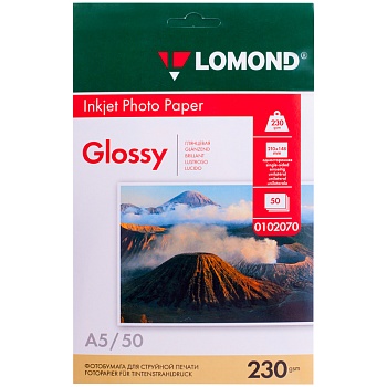 Фотобумага А5 для стр. принтеров Lomond 230г/м2 50л (210*148) глянц. одност, 104558 Фотобумага А5 для стр. принтеров Lomond 230г/м2 50л (210*148) глянц. одност, 104558