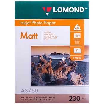 Фотобумага А3 для стр. принтеров Lomond 230г/м2 50л одностороняя матовая 346929, 186877 Фотобумага А3 для стр. принтеров Lomond 230г/м2 50л одностороняя матовая 346929, 186877