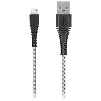 Кабель Smartbuy Сarbon USB2.0 (A) - Lightning(M) для Apple экстрапрочный 2A output 1м белый 321358