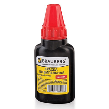 Краска д/печатей BRAUBERG красная 45 мл, на водной основе, 223598