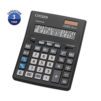 Калькулятор "CITIZEN" Business Line CDB1601-BK, 16 разр, 2-ое питан,155*205*35мм 259750,Китай