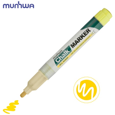 Маркер меловой MunHwa "Chalk Marker" желтый, 3мм, спиртовая основа, пакет, CM-08, 1/288, 227224