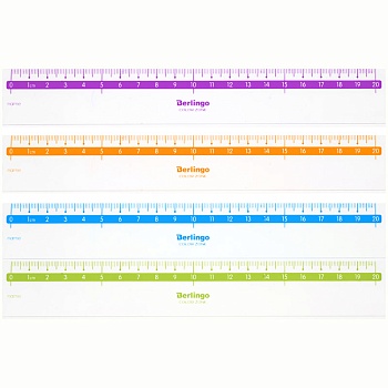 Линейка 20см Berlingo "Color", пластиковая, прозрачная, ассорти, PR_30120, 1/24, 271112