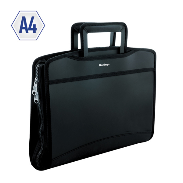 Папка-портфель 8 отделений Berlingo "Silk Touch", A4, 380*280*45мм, 700мкм, черная 155083/ADd_04031