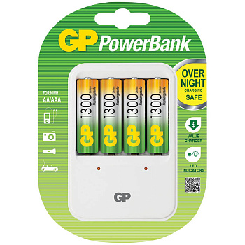 Зарядное устройство GP PB420GS130-2CR4,+ 4 аккум. АА(HR06) 1300mAh, 200575