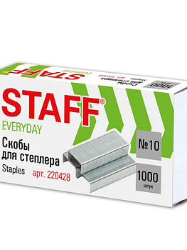 Скобы д/степлера №10 STAFF цинковое покрытие, 1000шт., 1/10, 220428 Скобы д/степлера №10 STAFF цинковое покрытие, 1000шт., 1/10, 220428
