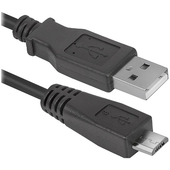 Кабель Defender USB08-06 USB2.0 (A) - microUSB (B), 1,8м, черный, 270536
