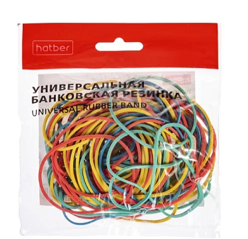 Резинки для денег (банковские), 50г, Hatber, диаметр 80мм, ассорти, 083969