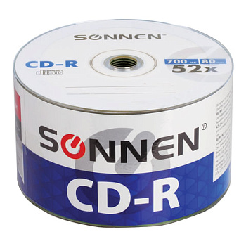 Диск CD-R SONNEN 700 Mb 52x Bulk, КОМПЛЕКТ 50 шт., 512571