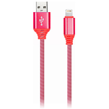 Кабель Smartbuy iK-512NS USB(AM) - Lightning(M) для Apple в оплетке 2A output 1м,красный 321347