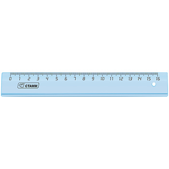 Линейка 16см Стам "Cristal", пластиковая, прозрачная голубая, ЛН1000/229852