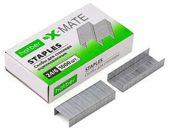 Скобы д/степлера №24/6 Hatber X-Mate оцинкованные 1000шт, 1/10, 063651 Скобы д/степлера №24/6 Hatber X-Mate оцинкованные 1000шт, 1/10, 063651