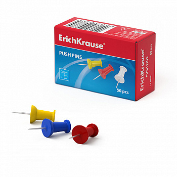 Кнопки силовые ErichKrause 50шт., цветные, к/к, 24877