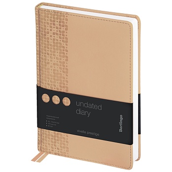 Ежедневник недатир A5 Berlingo "Vivella Prestige" 160л кожзам,  бежевый, 299175
