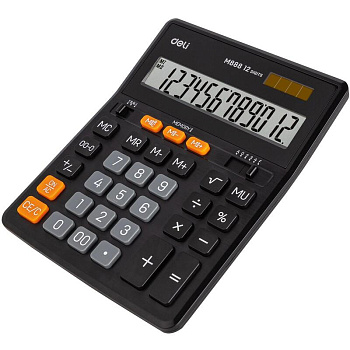 Калькулятор настольный ПОЛНОРАЗМЕРНЫЙ Deli 888,12р,дв.питание,черн ЕМ888,1407149