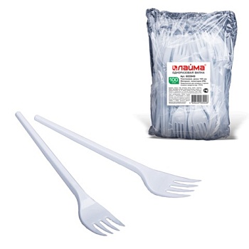 Вилка одноразовая большая, 1/100шт, 600949