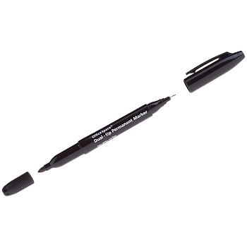 Маркер перманентный OfficeSpace черный 0,8-2,2мм двухсторонний пулевидный DPM_1574BL, 178876