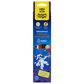 Карандаши 06 цв Мульти-Пульти Енот в Космосе 3-х гр заточен., европодвес СР_29294, 304688