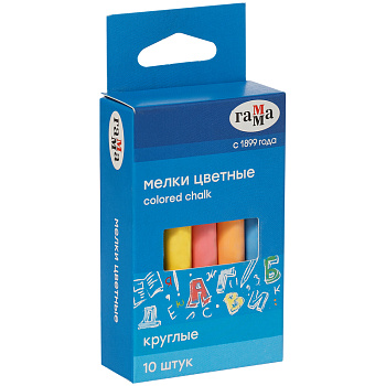 Мел цветной 10шт "Гамма" мягкй, круглый, картонная упаковка, 300263