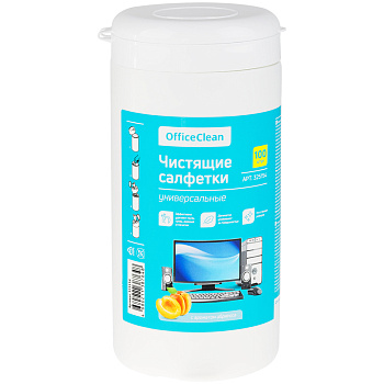 Чистящие салфетки OfficeClean влажные универсальные, с ароматом абрикоса, в тубе, 100шт. 325154