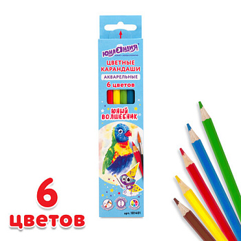 Карандаши 6 цветов ЮНЛАНДИЯ "ЮНЫЙ ВОЛШЕБНИК" шестигранные, заточенные, 181401