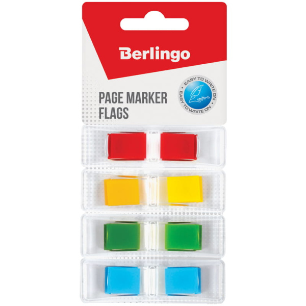 Флажки-закладки Berlingo, 45*12мм, 35л*4 неоновых цвета, в индивид. диспен., европодвес, 205666
