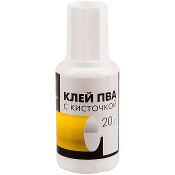 Клей ПВА 20гр Гамма, с кисточкой, 1/15, 330005, 249090