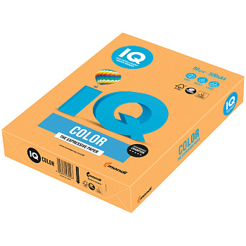 Бумага цветная IQ "Color neon" А4, 80г/м2, 500л. оранжевый неон NEOOR 083747