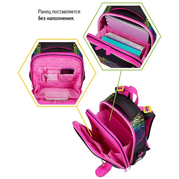 Ранец Berlingo Expert "Neon Zebra" 37*28*16см, 2 отделения, 2 кармана, анатомическая спинка, 313314