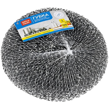 Губка для посуды OfficeClean, мега, металлическая, сетчатая, 1шт., 14,5*14,5см (100г), 332887