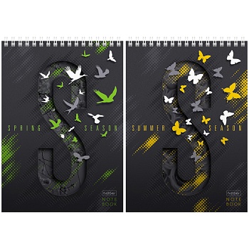 Блокнот А5 80л. на гребне Hatber "Seasons", матовая ламинация 3D лак, 328982