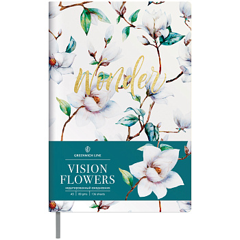 Ежедневник недатир A5 Grenwich Line "Vision. Flowers" 136л кожзам, 1/20, 266429