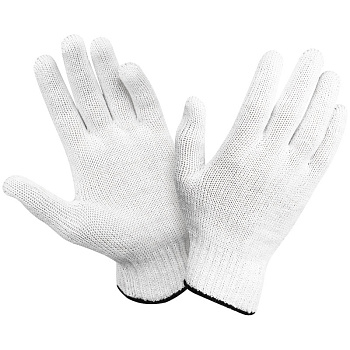 Перчатки Х/б ПВХ Vega 7,5 класс, без покрытия, 4 нитки, белые, 344212